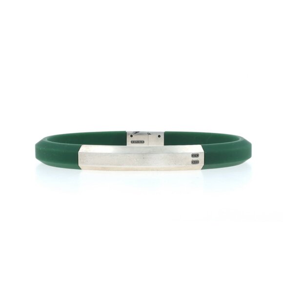 David Yurman Streamline for Men 8mm Green Rubber ID Bracelet 8" - Sterling 925 - Picture 1 of 6